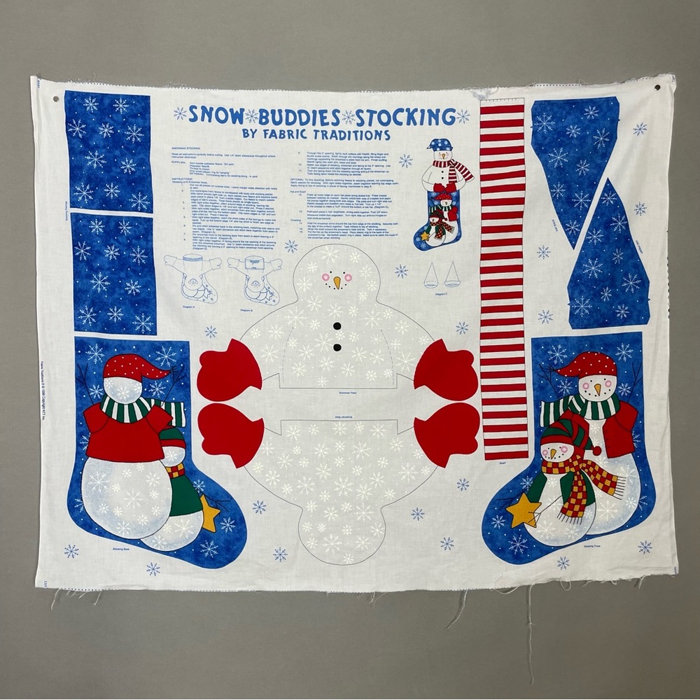 Vintage Cut and Sew Christmas Stocking 3-D Snowman Snow Buddies Kid Project #K23